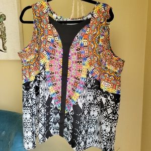 (Bisou Bisou) Black and Pink Tank Top, Size XL